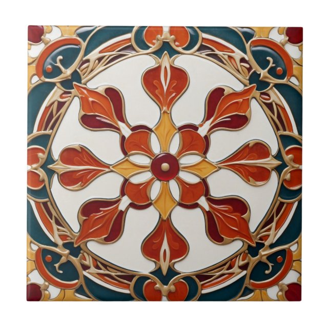 Art Nouveau  Ceramic Tile (Front)