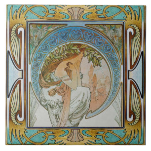 Art Nouveau Ceramic Tile Alphose mucha Design 12