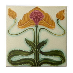 Art Nouveau Ceramic Tile - Flowers