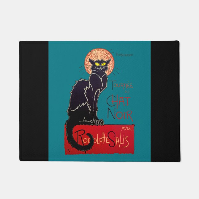 Art Nouveau Chat Noir Black Cat Doormat (Front)