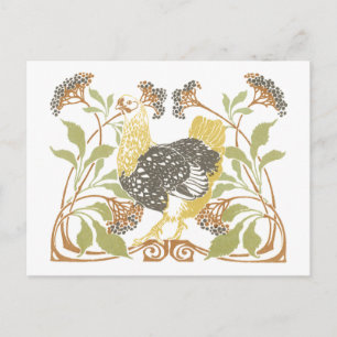 Art Nouveau Chickens Postcard
