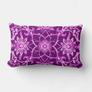 Art Nouveau Chinese Pattern - Amethyst Purple Lumbar Cushion