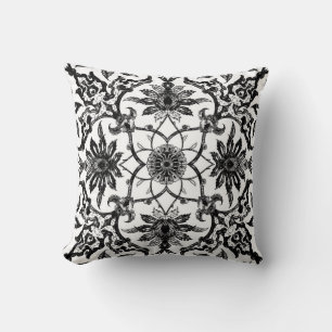 Art Nouveau Chinese Pattern - Black and White Cushion