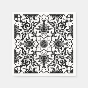 Art Nouveau Chinese Pattern - Black and White Napkin
