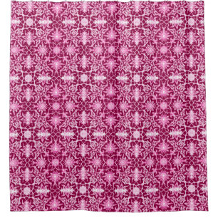 Art Nouveau Chinese Pattern, Burgundy and Pink Shower Curtain