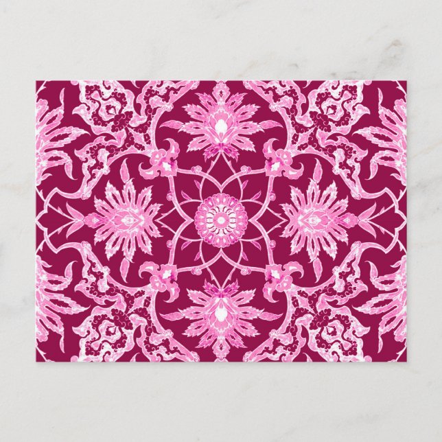 Art Nouveau Chinese Pattern - Burgundy Wine Postcard (Front)