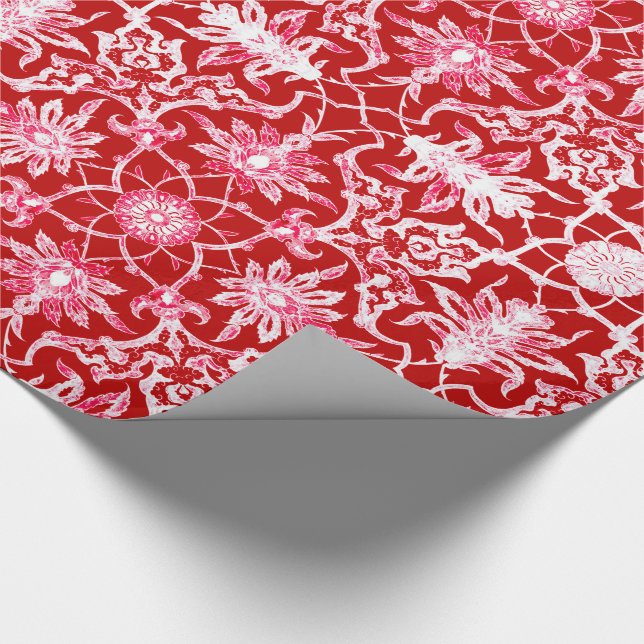 Art Nouveau Chinese Pattern - Deep Red Wrapping Paper (Corner)