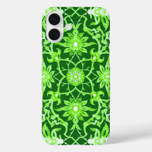 Art Nouveau Chinese Pattern - Emerald Green iPhone 16 Plus Case