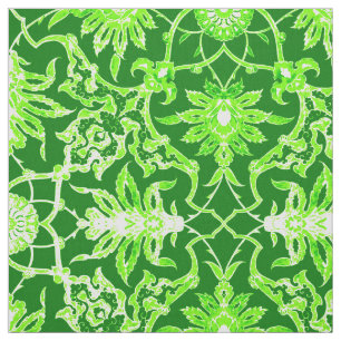 Art Nouveau Chinese Pattern - Emerald Green Fabric