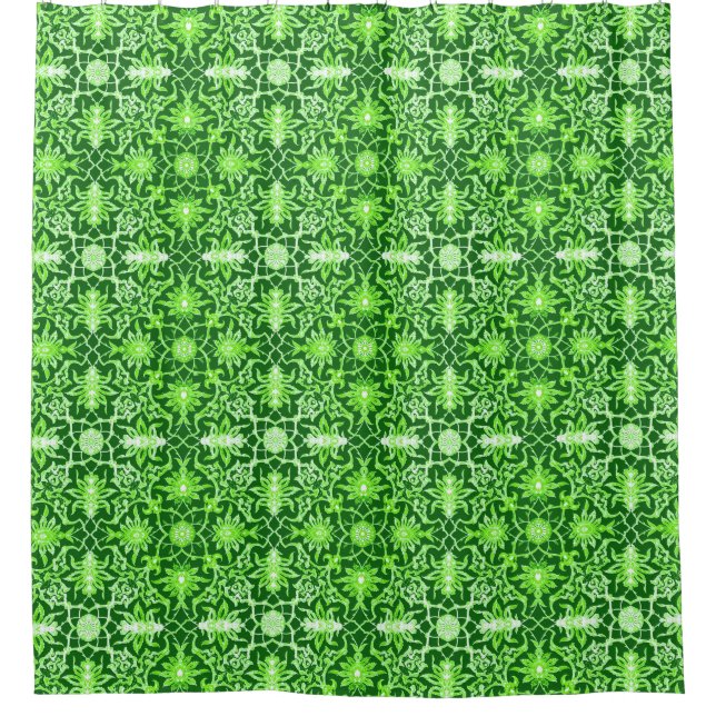 Art Nouveau Chinese Pattern - Emerald Green Shower Curtain (Front)