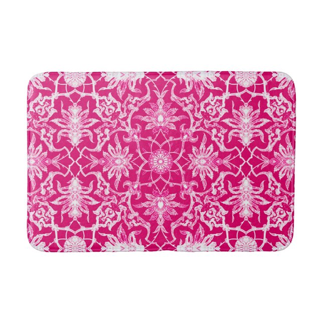 Art Nouveau Chinese Pattern - Fuschia Pink Bath Mat (Front)