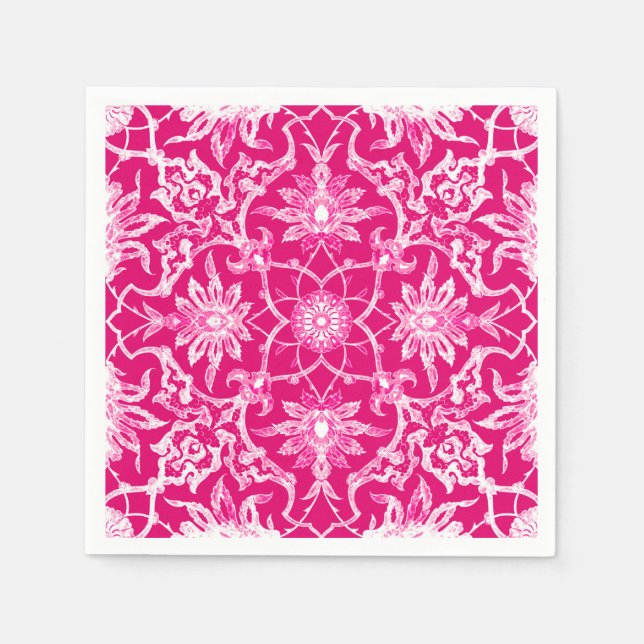 Art Nouveau Chinese Pattern - Fuschia Pink Napkin (Front)