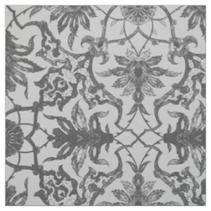 Art Nouveau Chinese Pattern - Silver Grey Fabric