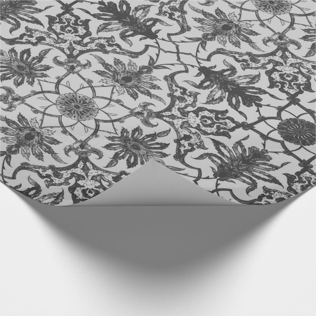 Art Nouveau Chinese Pattern - Silver Grey Wrapping Paper (Corner)