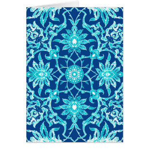 Art Nouveau Chinese Pattern - Turquoise and Blue