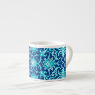 Art Nouveau Chinese Pattern - Turquoise and Blue Espresso Cup