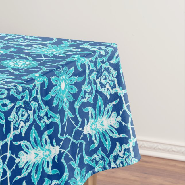 Art Nouveau Chinese Pattern - Turquoise and Blue Tablecloth (In Situ)