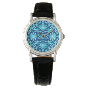 Art Nouveau Chinese Pattern - Turquoise and Blue Watch