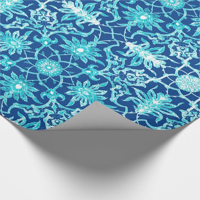 Art Nouveau Chinese Pattern - Turquoise and Blue Wrapping Paper (Corner)