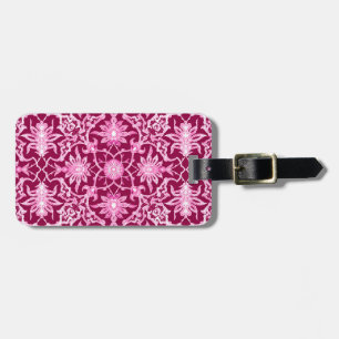 Art Nouveau Chinese Tile, Burgundy & Pink Luggage Tag