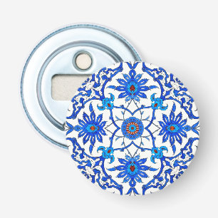Art Nouveau Chinese Tile - Cobalt Blue & White Bottle Opener