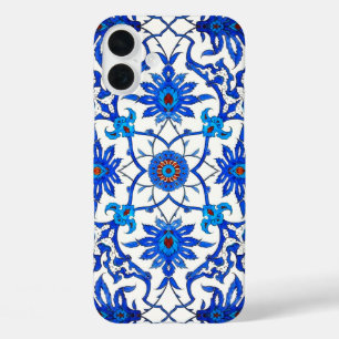 Art Nouveau Chinese Tile - Cobalt Blue & White iPhone 16 Plus Case