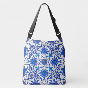 Art Nouveau Chinese Tile - Cobalt Blue & White Crossbody Bag