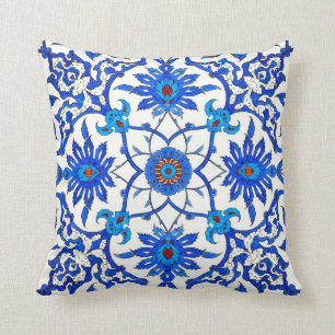 Art Nouveau Chinese Tile - Cobalt Blue & White Cushion