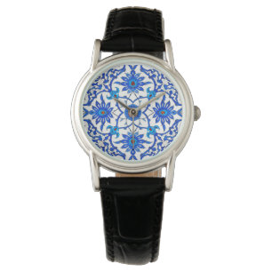 Art Nouveau Chinese Tile - Cobalt Blue & White Watch