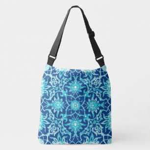 Art Nouveau Chinese Tile - Turquoise and Blue Crossbody Bag