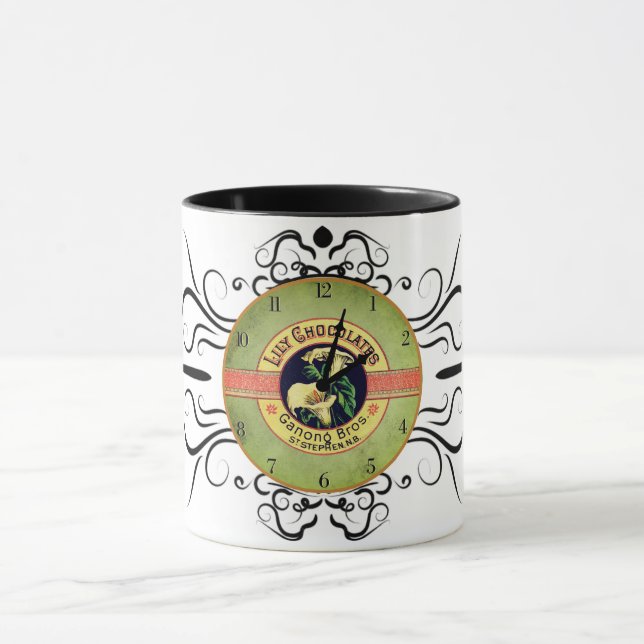 Art nouveau chocolate advertisement clock mug (Center)