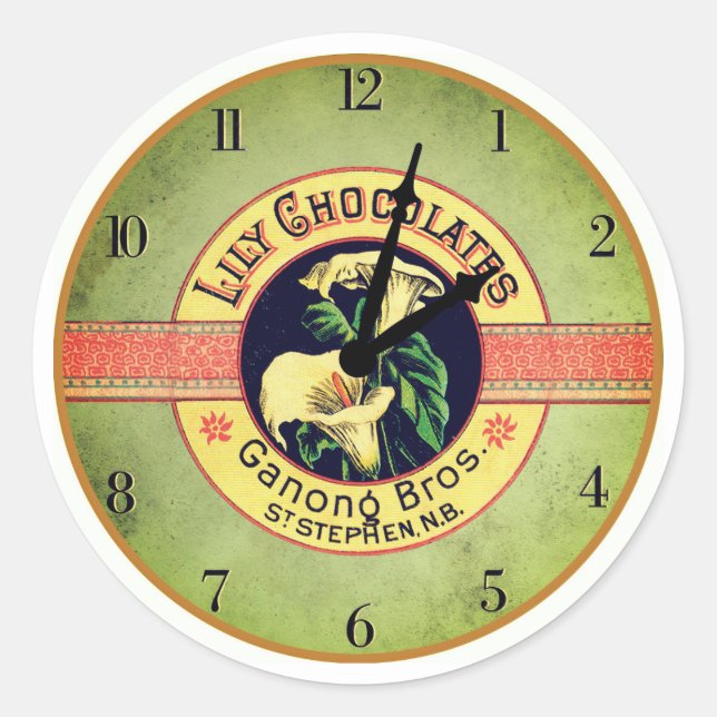 Art nouveau chocolate advertisement clock sticker (Front)