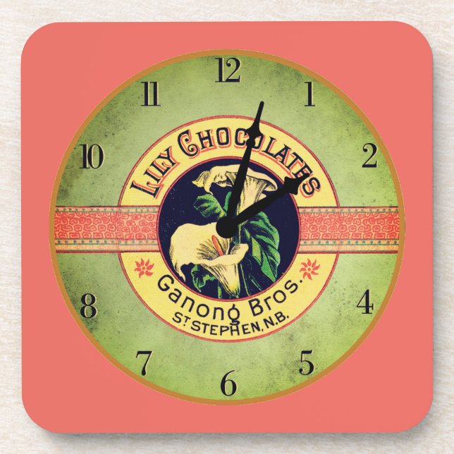 Art nouveau chocolate clock coaster (Front)