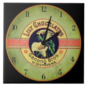 Art nouveau chocolate clock company ceramic tile