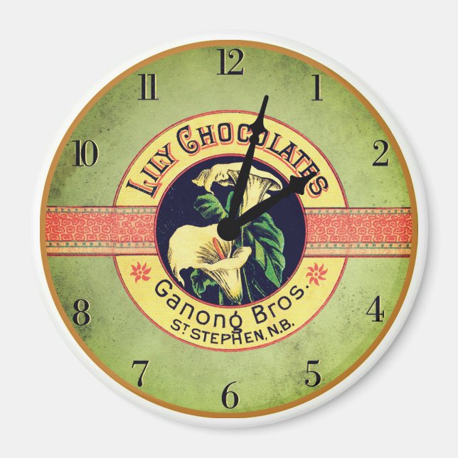 Art nouveau chocolate clock magnet (Front)