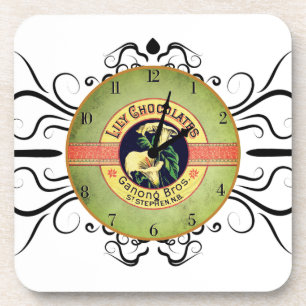 Art nouveau chocolate co. Advertisement clock  Coaster