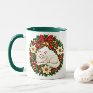 Art Nouveau Christmas Wreath with While Persian Mug