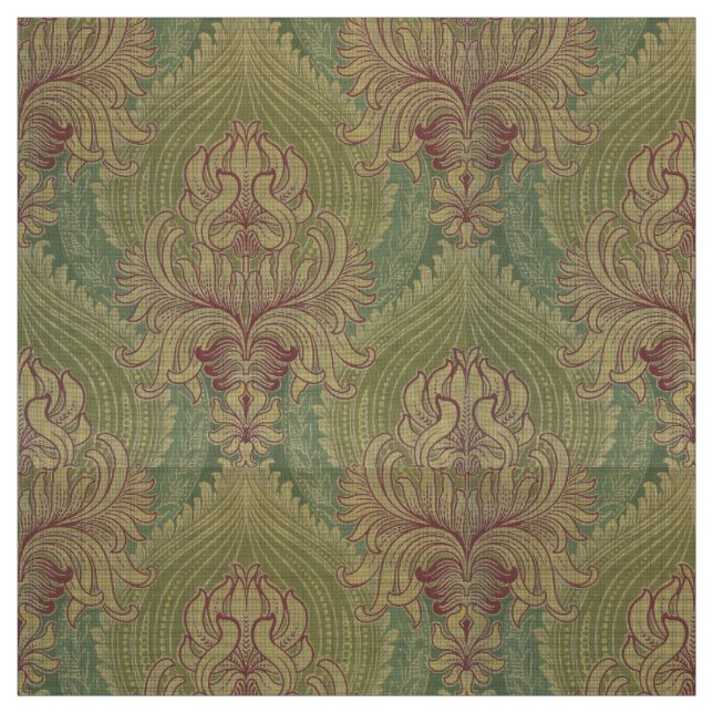Art Nouveau Chrysanthemum & Artichoke Pattern Fabric (Swatch)