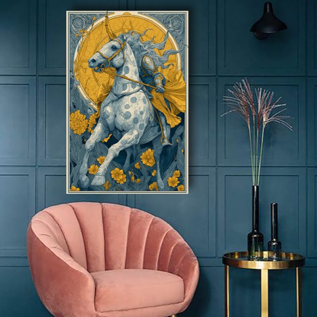 Art Nouveau Circus Poster in Blue and Yellow (Creator Uploaded)