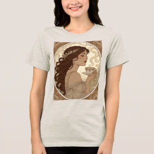 Art Nouveau Coffee Lover in the Style of Mucha Tri-Blend Shirt