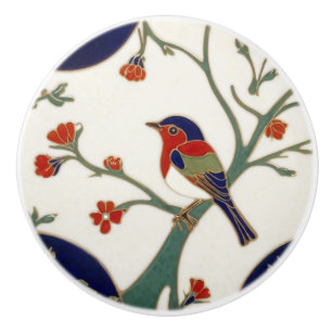 Art Nouveau Colourful Bird Art Deco Ceramic Knob