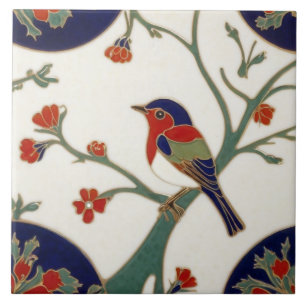Art Nouveau Colourful Bird Art Deco Ceramic Tile