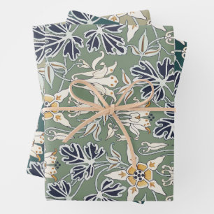 art nouveau columbine flower pattern. wrapping paper sheet