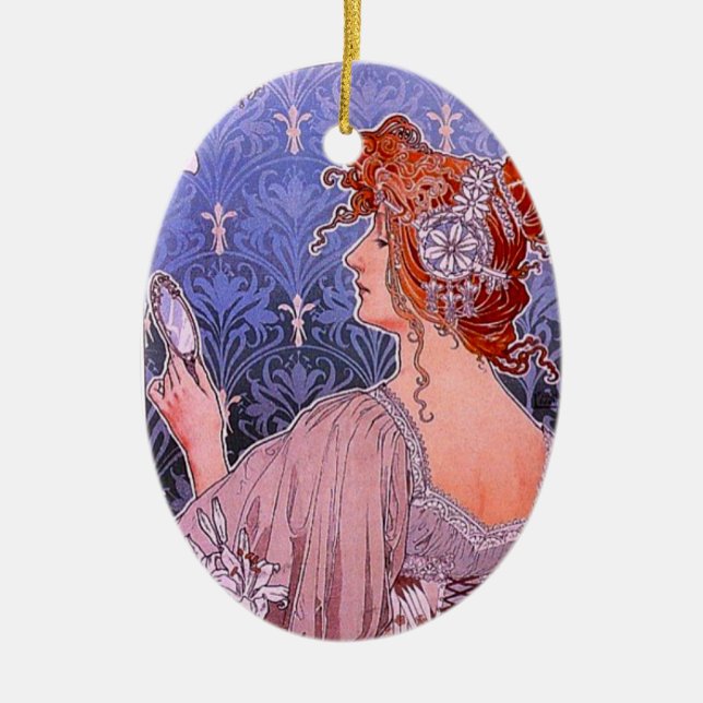 Art Nouveau Corset Advertisement Ceramic Tree Decoration (Front)