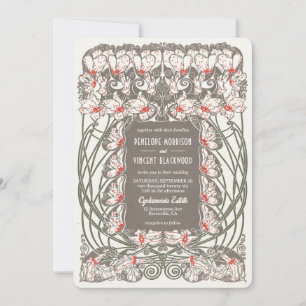 Art Nouveau Cyclamen Elegance Wedding Invitation