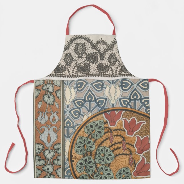 Art nouveau Cyclamen floral Eugene Grasset elegant Apron (Front)