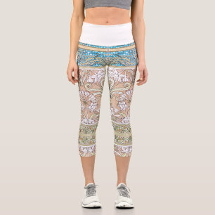 Art nouveau daffodil flowers vintage floral Capri Leggings