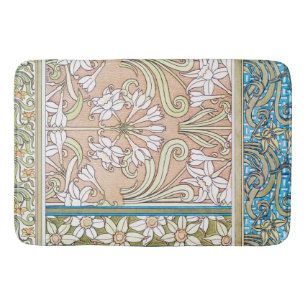 Art nouveau daffodil Verneui textile floral art Bath Mat