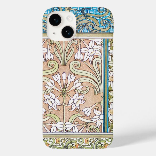 Art nouveau daffodil Verneui textile floral art Case-Mate iPhone Case (Back)