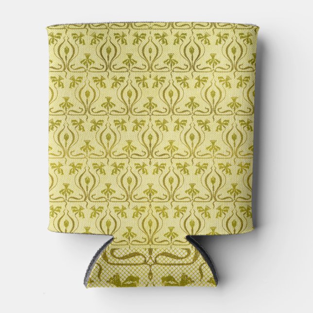 Art Nouveau Daffodil Vintage Pattern Can Cooler (Front)